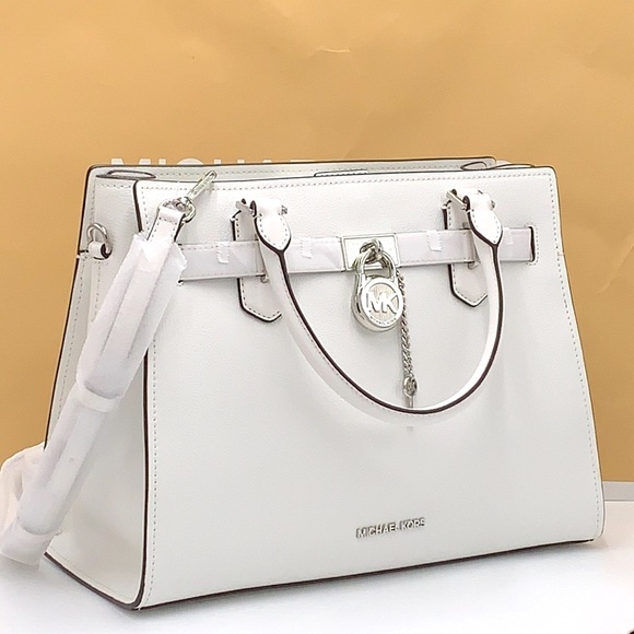 MICHAEL KORS HAMILTON MEDIUM SATCHEL COLOR: OPTIC WHITE NWT - Picture 2 of 16
